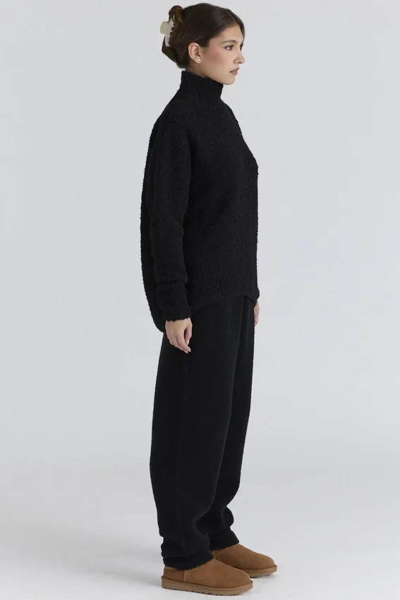 Brooklyn Black Wool Boucle Knit Sweater Brooklyn Black Wool Boucle Knit Sweater