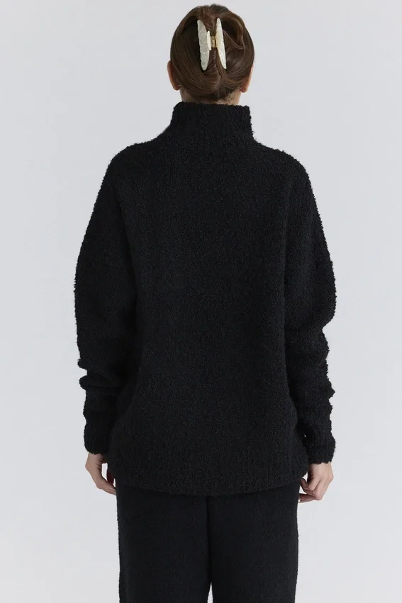 Brooklyn Black Wool Boucle Knit Sweater Brooklyn Black Wool Boucle Knit Sweater