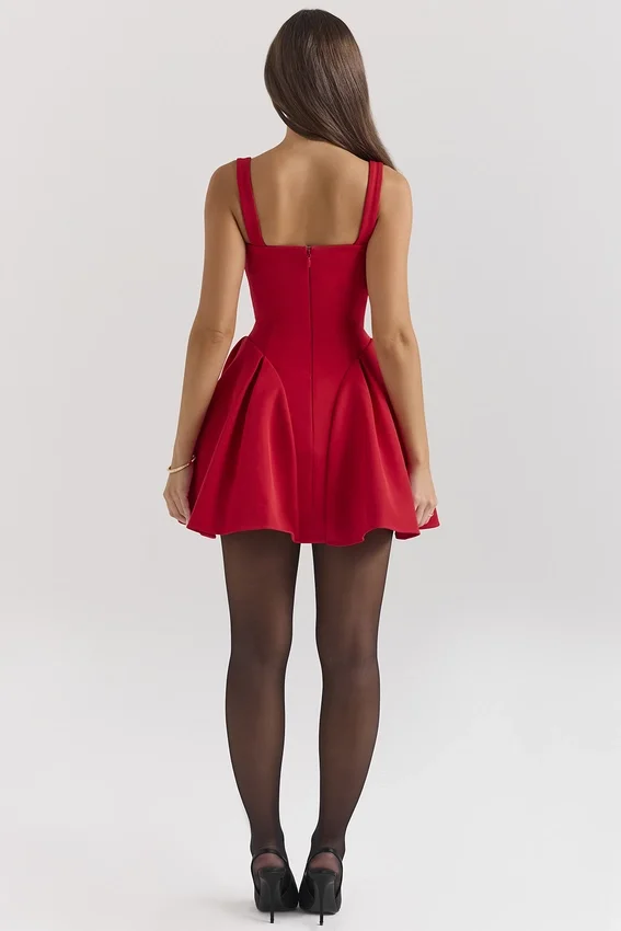 Bunny Holly Red Crepe Mini Dress Bunny Holly Red Crepe Mini Dress