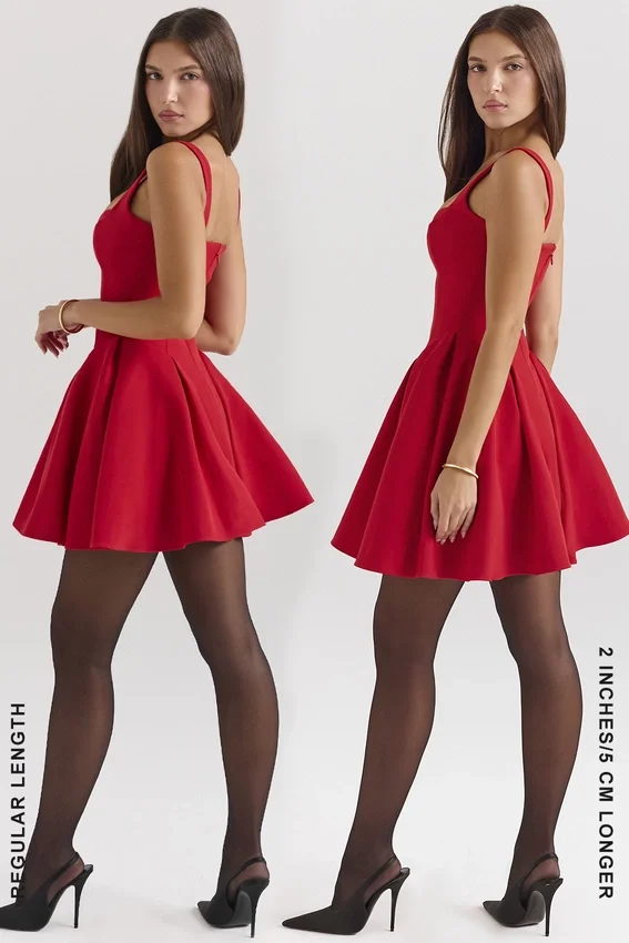 Bunny Holly Red Crepe Mini Dress Bunny Holly Red Crepe Mini Dress