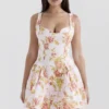 Bunny Peach Poppy Print Twill Mini Dress Bunny Peach Poppy Print Twill Mini Dress