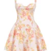 Bunny Peach Poppy Print Twill Mini Dress Bunny Peach Poppy Print Twill Mini Dress