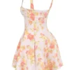 Bunny Peach Poppy Print Twill Mini Dress Bunny Peach Poppy Print Twill Mini Dress