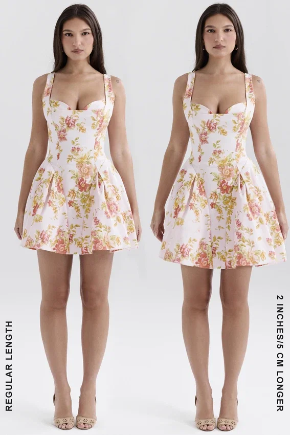 Bunny Peach Poppy Print Twill Mini Dress Bunny Peach Poppy Print Twill Mini Dress