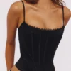 Cadie Black Satin Corset Top Cadie Black Satin Corset Top