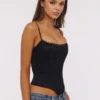 Cadie Black Satin Corset Top Cadie Black Satin Corset Top
