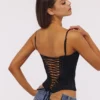 Cadie Black Satin Corset Top Cadie Black Satin Corset Top