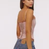 Cadie Blush Pink Satin Corset Top