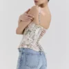 Cadie Cream Floral Cotton Corset Top