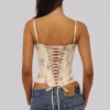 Cadie Ivory Vintage Rose Print Cotton Corset Top Cadie Ivory Vintage Rose Print Cotton Corset Top