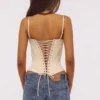 Cadie Vintage Ivory Satin Corset Top