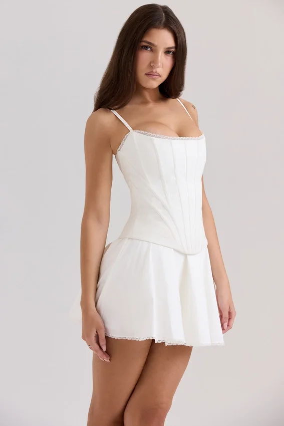 Cadie White Cotton Corset Top Cadie White Cotton Corset Top
