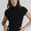 Caia Black Wool Boucle Knit Top Caia Black Wool Boucle Knit Top