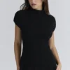 Caia Black Wool Boucle Knit Top Caia Black Wool Boucle Knit Top