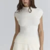 Caia Ivory Wool Boucle Knit Top Caia Ivory Wool Boucle Knit Top