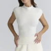 Caia Ivory Wool Boucle Knit Top Caia Ivory Wool Boucle Knit Top