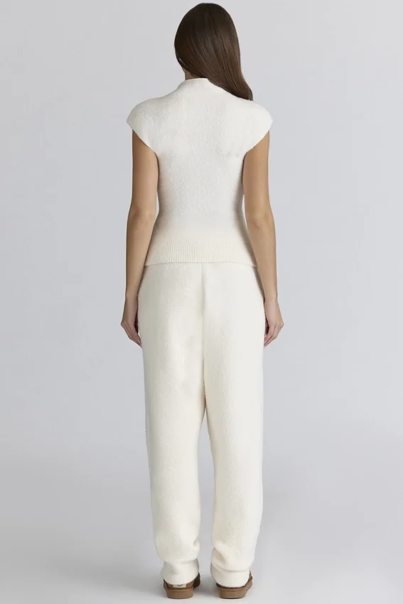 Caia Ivory Wool Boucle Knit Top Caia Ivory Wool Boucle Knit Top