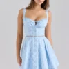 Calia Blue Floral Print Stretch Cotton Mini Dress Calia Blue Floral Print Stretch Cotton Mini Dress