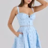 Calia Blue Floral Print Stretch Cotton Mini Dress Calia Blue Floral Print Stretch Cotton Mini Dress