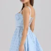 Calia Blue Floral Print Stretch Cotton Mini Dress Calia Blue Floral Print Stretch Cotton Mini Dress