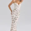 Calista Cream Rose Print Mesh Maxi Dress Calista Cream Rose Print Mesh Maxi Dress