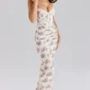 Calista Cream Rose Print Mesh Maxi Dress Calista Cream Rose Print Mesh Maxi Dress
