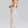 Calista Cream Rose Print Mesh Maxi Dress Calista Cream Rose Print Mesh Maxi Dress