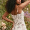 Calista Cream Rose Print Mesh Maxi Dress Calista Cream Rose Print Mesh Maxi Dress