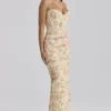 Calista Peach Floral Print Mesh Maxi Dress Calista Peach Floral Print Mesh Maxi Dress