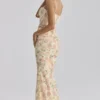 Calista Peach Floral Print Mesh Maxi Dress Calista Peach Floral Print Mesh Maxi Dress