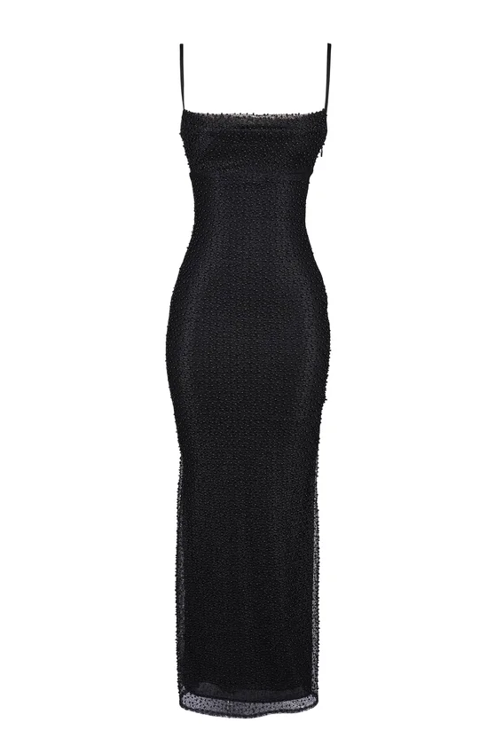 Calla Black Pearl Embellished Maxi Dress Calla Black Pearl Embellished Maxi Dress
