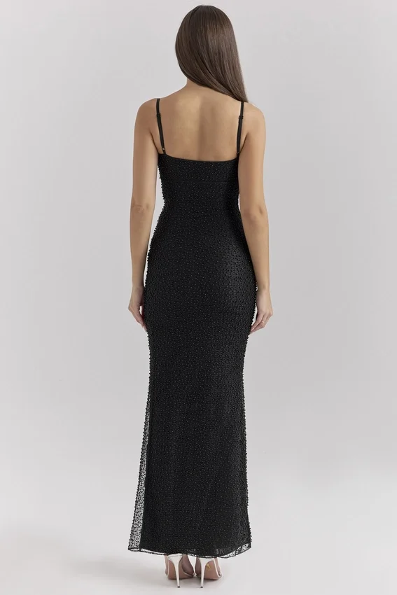Calla Black Pearl Embellished Maxi Dress Calla Black Pearl Embellished Maxi Dress