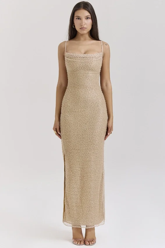 Calla Seapearl Embellished Maxi Dress Calla Seapearl Embellished Maxi Dress