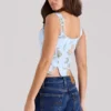Callie Blue Rose Reversible Cotton Corset Top