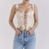 Callie Cream Vintage Floral Cotton Corset Top Callie Cream Vintage Floral Cotton Corset Top