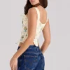 Callie Lemon Rose Print Reversible Cotton Corset Top