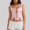 Callie Pink Cotton Corset Top