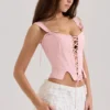 Callie Pink Cotton Corset Top