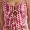 Callie Red Gingham Cotton Corset Top Callie Red Gingham Cotton Corset Top