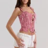 Callie Red Gingham Cotton Corset Top Callie Red Gingham Cotton Corset Top