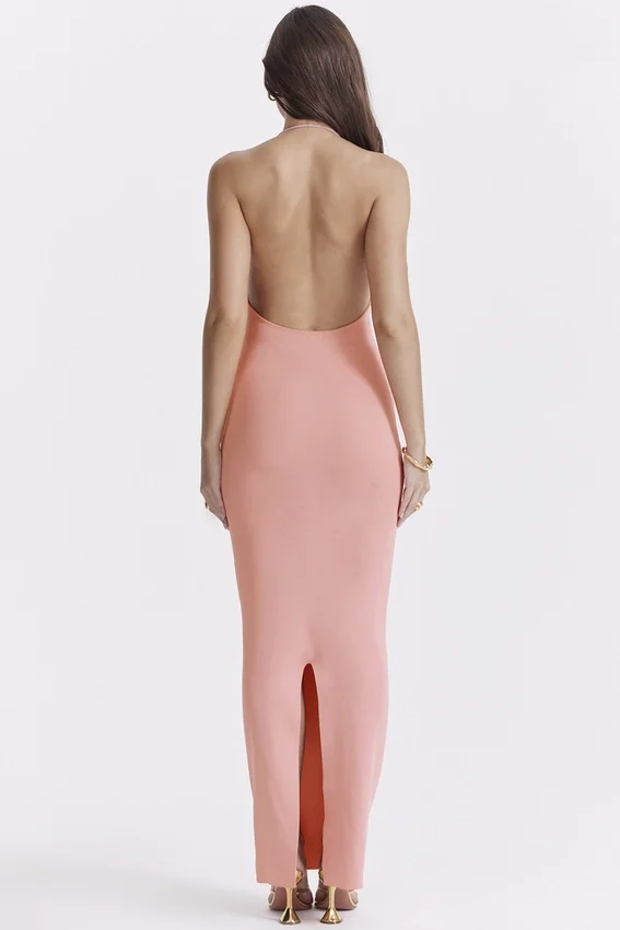 Camelia Apricot Plunge Maxi Dress Camelia Apricot Plunge Maxi Dress