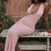 Camelia Apricot Plunge Maxi Dress Camelia Apricot Plunge Maxi Dress