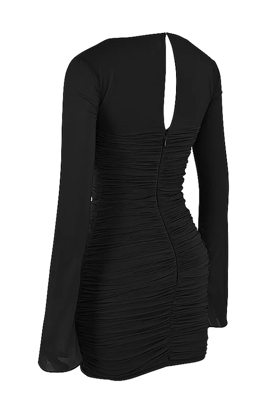 Camille Black Real Silk Cutout Mini Dress Camille Black Real Silk Cutout Mini Dress