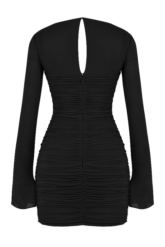 Camille Black Real Silk Cutout Mini Dress Camille Black Real Silk Cutout Mini Dress