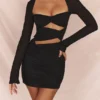 Camille Black Real Silk Cutout Mini Dress Camille Black Real Silk Cutout Mini Dress