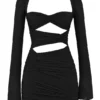 Camille Black Real Silk Cutout Mini Dress Camille Black Real Silk Cutout Mini Dress