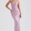 Capriana  Orchid Jacquard Satin Gown