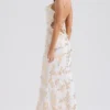 Capriana White & Gold Jacquard Satin Gown
