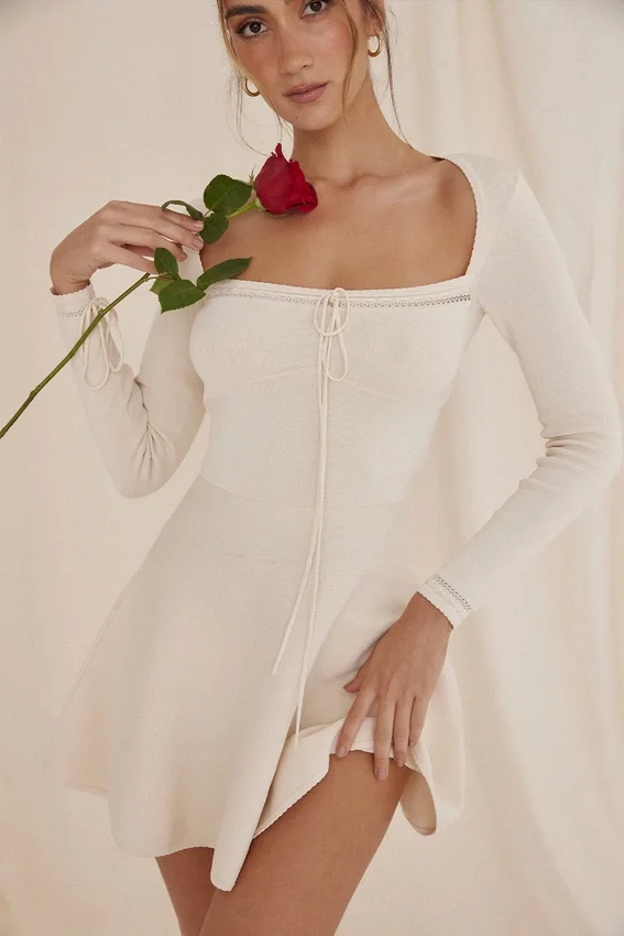 Caprice Cream Dainty Knit Mini Dress Caprice Cream Dainty Knit Mini Dress