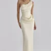 Caprice Lemon One Shoulder Satin Maxi Dress Caprice Lemon One Shoulder Satin Maxi Dress